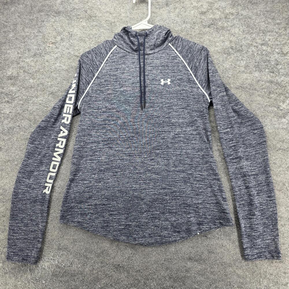 Under Armour Hoodie Womens Medium Blue Pullover Tagless Hooded Raglan Sleeve